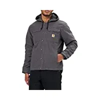 carhartt veste de travail en toile lourde délavée avec doublure sherpa coupe décontractée homme, gris (gravel), l