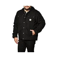 carhartt veste de travail en toile lourde délavée avec doublure sherpa coupe décontractée homme, noir, xl