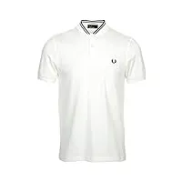 fred perry chemise piqué à col bomber pour homme - blanc - xx-large