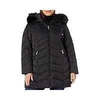 tahari manteau à capuche en fausse fourrure pour femme taille plus lourde noir - noir - 1x