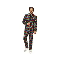 opposuits crazy prom suits for men – wild rainbow – comes with jacket, pants and tie in funny designs costume d39homme, multicolore, 36 homme