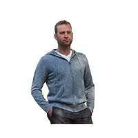 citizen cashmere hoodie pour homme - 100% cachemire manche longue poche kangourou pullover a capuche tricote en jauge 7 gris xl (42 202-05-04)