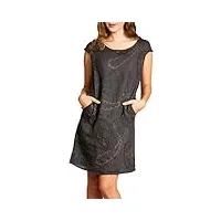 caspar skl022 robe d'été pour femme en lin imprimé paisley jusqu'à la taille 52, couleur:mocca, taille:5xl - de50 uk22 it54 es52 us20
