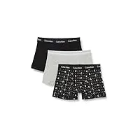calvin klein boxer homme lot de 3 caleçon coton stretch, multicolore (black/grey heather/subdued logo), xl