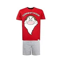 disney - ensemble de pyjamas - grincheux - homme - grumpy - rouge - x-large