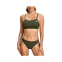 syrokan femme bikini maillot de bain rembourré 2 piece bikini sport olive noire xl