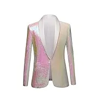 pyjtrl veste de costume élégante à paillettes pour homme - deux couleurs (s, rose)