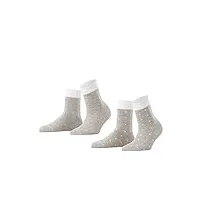 esprit small dots 2-pack, chaussettes femme, coton, gris (light grey 3400), 35-38 (lot de 2)
