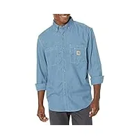 carhartt t-shirt coupe chemise en jean à manches longues avec coupe ample pour homme, bleu acier, large grand