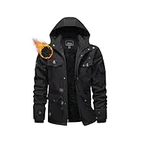 kefitevd veste polaire chaude pour homme manteau à capuche épais d'hiver veste coupe-vent avec 5 poches,noir,3xl