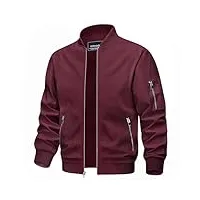 tacvasen army jacket, bomber flight jacket, casual jacket légère pour hommes xl vin rouge