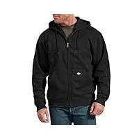 dickies men's full zip fleece hoodie hooded sweatshirt, black, m