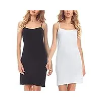 merry style fond de robe lingerie femme 2pack ms10-203(2pack-noir/blanc, l)