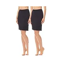 merry style jupon sous robe jupe lingerie sous-vêtements femme ms10-204(2pack-noir/noir, m)