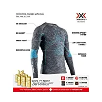x-bionic energy accumulator 4.0 melange shirt round neck long sleeves men t-shirt de sport maillot de compression homme dark grey melange/blue fr : xl