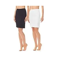 merry style jupon sous robe jupe lingerie sous-vêtements femme ms10-204(2pack-noir/blanc, s)
