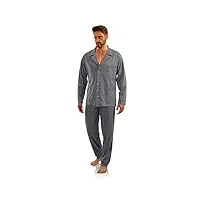 sesto senso pyjama homme boutonné long classique coton 100% 2 pièces sommeil et les vêtements pj set manches pantalon longues (3xl kotwice grafit)