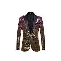 pyjtrl veste de costume à paillettes pour homme (m, pink gold)