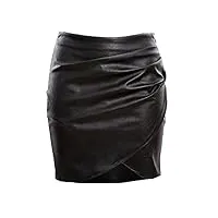 toocool - mini-jupe femme jupe en cuir synthétique portefeuille froncé zip jl-2557, noir , large