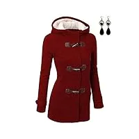 buoydm manteau femme manteaux à capuche blouson chaud casual blousons automne hiver rouge xl