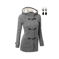 buoydm manteau femme manteaux à capuche blouson chaud casual blousons automne hiver gris xxl