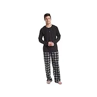 cherokee ensemble pyjama à manches longues et pantalon pour homme, noir/carreaux, s