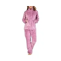 slenderella- femme de, gaufres et molleton uni, col zippé, violet, lounge lounge pyjamas taille xxl 52 54