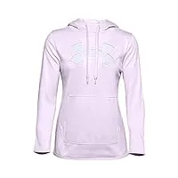 under armour sweat à capuche en polaire pour femme avec grand logo chenille/shine, violet cristal (570)/fleur exotique, xs