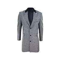 truclothing manteau homme pardessus longueur 3/4 tweed à chevrons style british gentleman