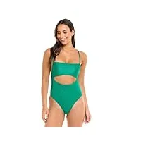 body glove devon maillot de bain une pièce standard pour femme avec découpe sur le devant, nifty emerald rib, taille xl