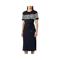 tommy hilfiger robe t-shirt femme coton, multicolore (breton stripes desert sky/w white), l