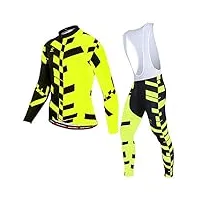 ensemble de vêtements de cyclisme vêtements de cyclisme pour hommes maillot à manches longues + pantalon en gel collants respirants à séchage rapide sportwear poche zippée réfléchissante