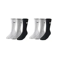 nike sx4508 lot de 6 paires de chaussettes pour homme et femme blanc ou blanc gris noir taille des chaussettes : 34-38 couleur : blanc/gris/noir, multicolore, 36