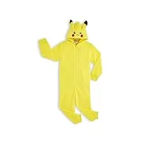 pokémon combinaison pyjama enfant de pikachu, combi chaud en polaire, idée cadeau anniversaire garçon 4-14 ans (jaune, 13-14 ans)