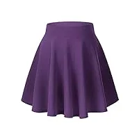 urban coco - mini jupe patineuse évasée basique pour femme - passe-partout - tissu élastique, violet intense, taille m