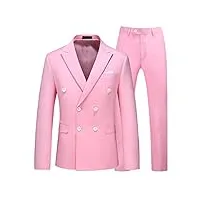 uninukoo costume 2 pièces pour homme - coupe ajustée - veste simple boutonnage - pantalon de smoking - taille us 42 (étiquette 5xl) - rose clair