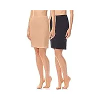 merry style jupon sous robe jupe lingerie sous-vêtements femme ms10-204(2pack-noir/couleur chair, l)