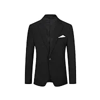 youthup blazer homme slim fit un bouton veston blazer casual couleur unie veste mariage business soirée noir l