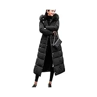 uni-wert femme doudoune longue manteau hiver manteau avec capuche fourrure doudoune femme zippé longue casual duvet de coton parka slim fit veste