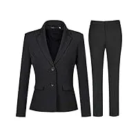 yynuda tailleur 2 pièces femme travail décontracté bureau blazer pantalon deux boutons costumes de veste formelle noir l