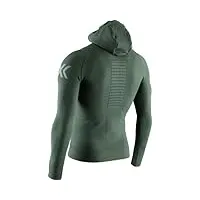 x-bionic instructor hooded jacket veste de sport fitness course cyclisme homme femme mixte adulte, olive green/dolomite grey, fr : l (taille fabricant : l)