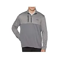 callaway men's 1/4 zip thermal performance pullover (large, medium grey heather 2)