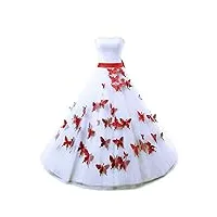 zorayi femme Élégant perles tulle robes de mariée longue robes de bal vêtements de mariée blanc & rouge taille 50