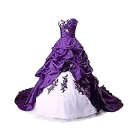 zorayi robes de mariée longue taffetas robe de nuptiale robes de bal vêtements de mariée femmes sans bretelles blanc & violet taille 56