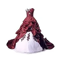 zorayi robes de mariée longue taffetas robe de nuptiale robes de bal vêtements de mariée femmes sans bretelles blanc & bourgogne taille 58