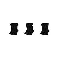 nike sx7664 lot de 9 paires de chaussettes de tennis pour homme et femme blanc/gris/noir taille 34 36 38 40 42 44 46 48 50 taille des chaussettes : 38–42 couleur : noir/noir/noir