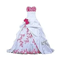 zorayi Élégant bustier broderie robes de mariée taffetas robes de mariage longue robes de nuptiale organza femmes a-ligne blanc & rose taille 44
