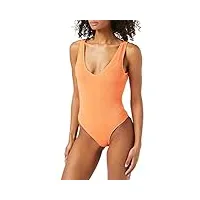 urban classics badeanzug ladies crinkle high leg swimsuit maillot de bain une pièce, papaya, s femme