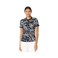 callaway short sleeve ribbon floral print polo with ruffles, caviar, s homme