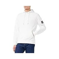 calvin klein jeans monologo sleeve badge hoodie j30j314036 sweat à capuche, blanc (bright white), l homme